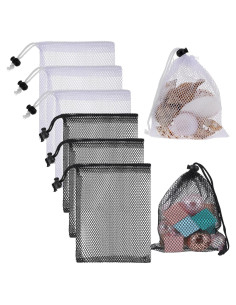 6 Bolsas de Malla con Cierre de Cordón LXUEJIE 20x15 cm
