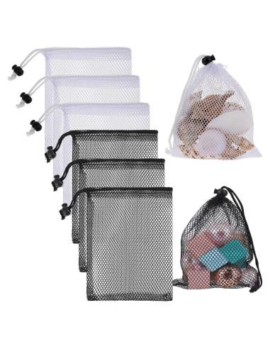 6 Bolsas de Malla con Cierre de Cordón LXUEJIE 20x15 cm