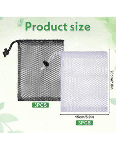 6 Bolsas de Malla con Cierre de Cordón LXUEJIE 20x15 cm 2