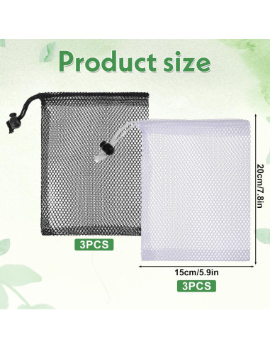 6 Bolsas de Malla con Cierre de Cordón LXUEJIE 20x15 cm