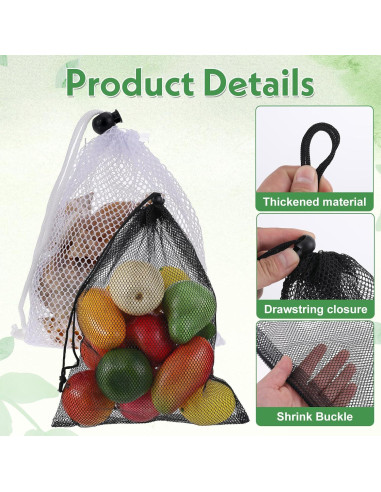 6 Bolsas de Malla con Cierre de Cordón LXUEJIE 20x15 cm