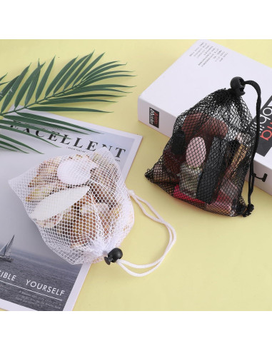 6 Bolsas de Malla con Cierre de Cordón LXUEJIE 20x15 cm