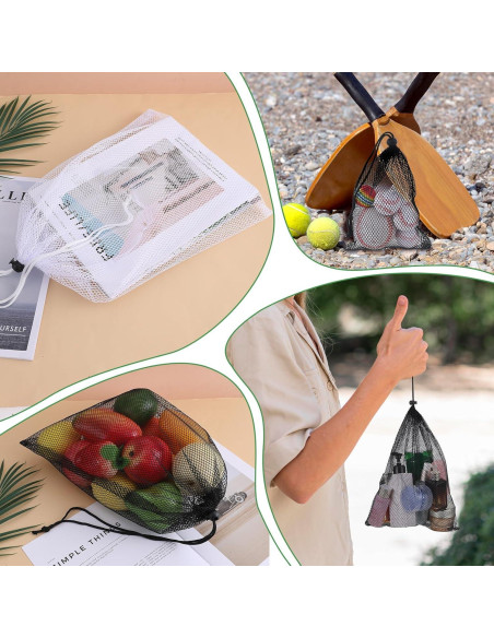 6 Bolsas de Malla con Cierre de Cordón LXUEJIE 20x15 cm