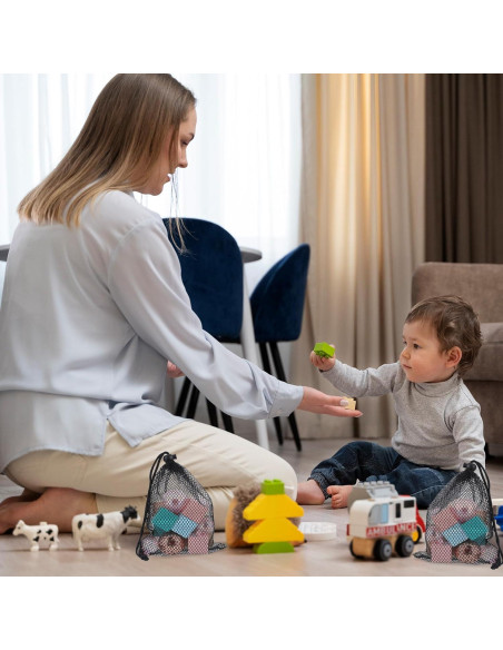 6 Bolsas de Malla con Cierre de Cordón LXUEJIE 20x15 cm