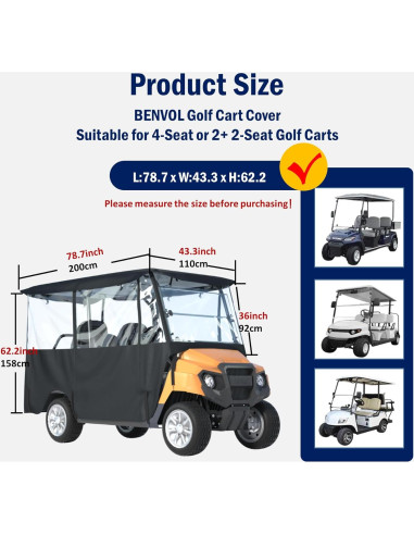 Cubierta para Carro de Golf BENVOL 4 Asientos Impermeable