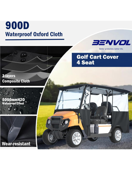 Cubierta para Carro de Golf BENVOL 4 Asientos Impermeable