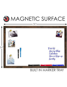 Tablero Blanco Magnético Loddie Doddie 61x91.4 cm con Marco Rústico 2