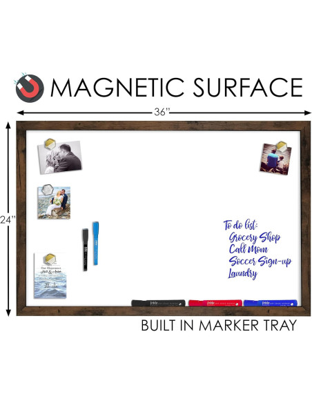 Tablero Blanco Magnético Loddie Doddie 61x91.4 cm con Marco Rústico