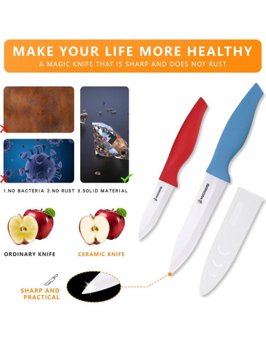 Juego de cuchillos de cerámica 6 piezas Magiware - Rojo