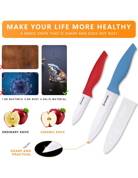 Juego de cuchillos de cerámica 6 piezas Magiware - Rojo