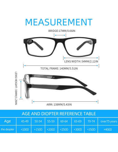 Gafas de lectura DONGDI 4 paquetes anti luz azul 2.25