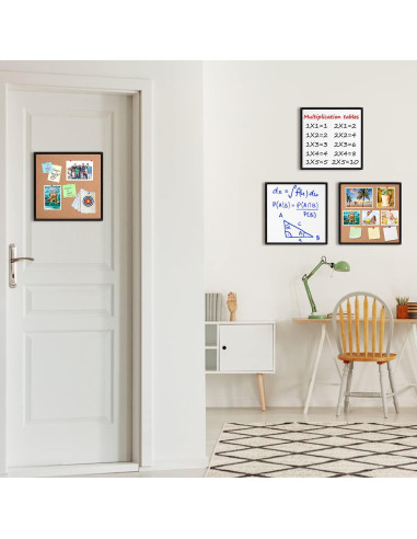 Tablero de Corcho y Pizarra Blanca Magnética KYSHop 4 Piezas 30x30cm