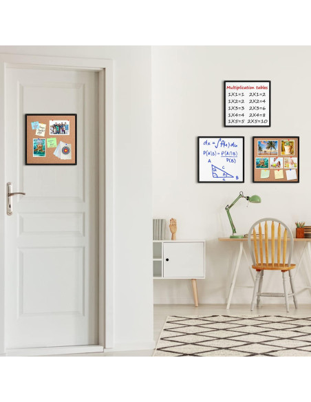 Tablero de Corcho y Pizarra Blanca Magnética KYSHop 4 Piezas 30x30cm