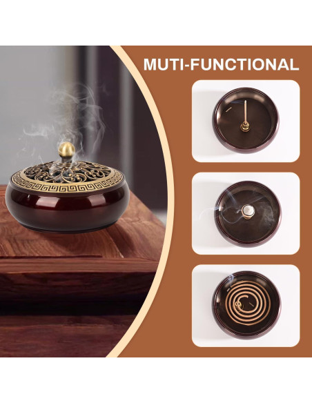 Quemador de Incienso Belsea de Cobre con Soporte para Varillas y Conos