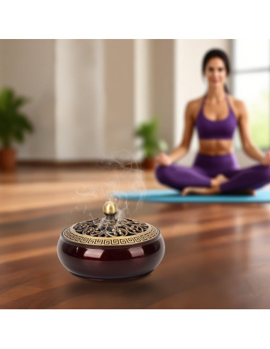 Quemador de Incienso Belsea de Cobre con Soporte para Varillas y Conos