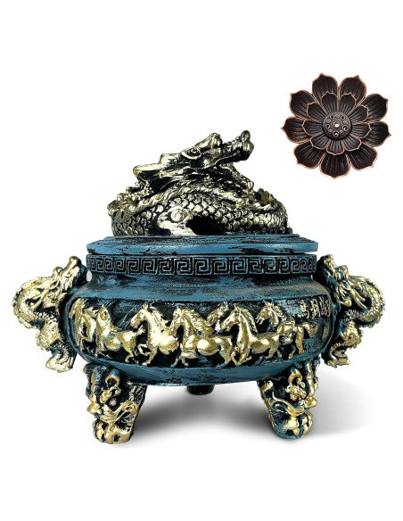 Quemador de Incienso de Dragón X&Y Life en Resina Azul