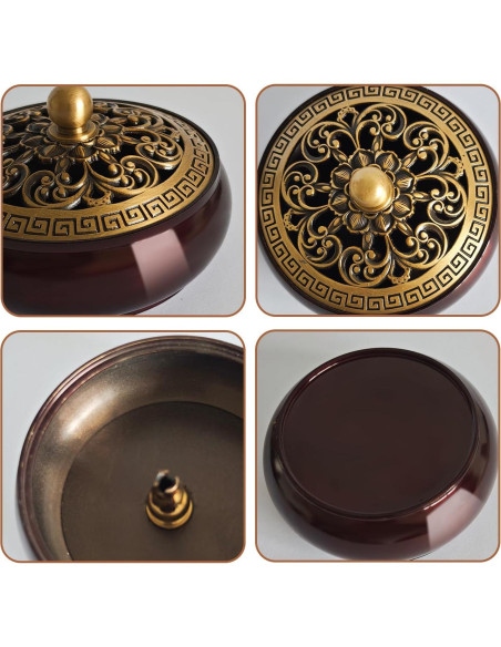 Quemador de Incienso Belsea de Cobre con Soporte para Varillas y Conos