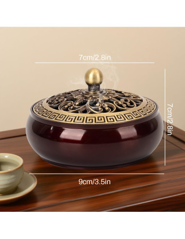 Quemador de Incienso Belsea de Cobre con Soporte para Varillas y Conos