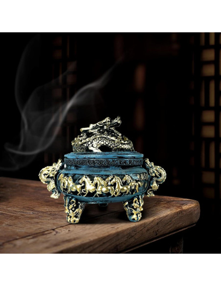 Quemador de Incienso de Dragón X&Y Life en Resina Azul