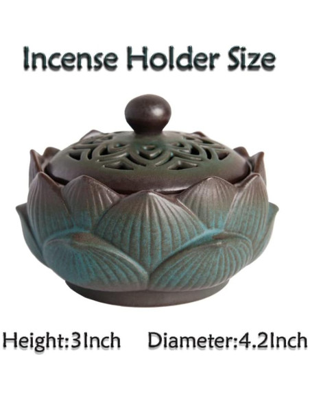 Soporte de Incienso de Loto Cerámico Verde 10.5x10.5x7.5cm
