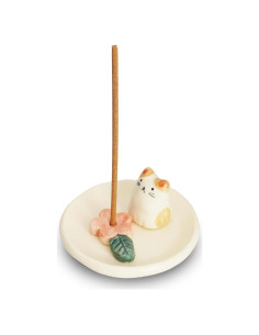 Soporte de Incienso Cerámica COTONOHA Gato de Flor Pequeña