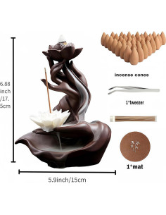 Quemador de Incienso de Retroceso Loto en Mano RE RELIURE 15cm 2