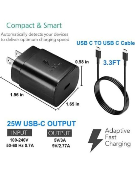 Cargador de pared UrbanX 25W con cable USB-C para Realme 8