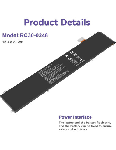 Batería de Laptop TREE.NB RC30-0248 para Razer Blade 15 80Wh