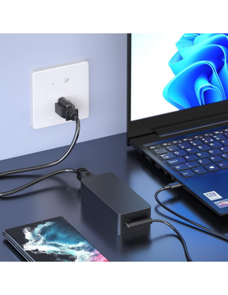 Cargador USB-C 65W Lenovo Adaptador de Corriente para Laptops
