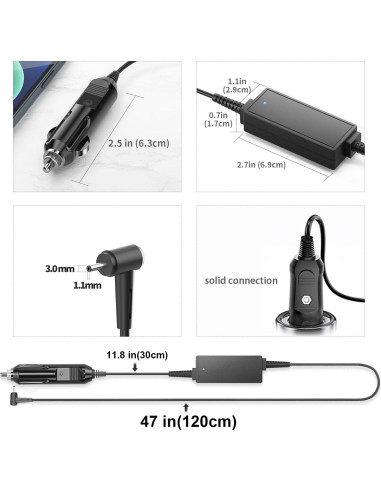 Cargador de coche 65W para portátiles Acer Aspire 1 3 5