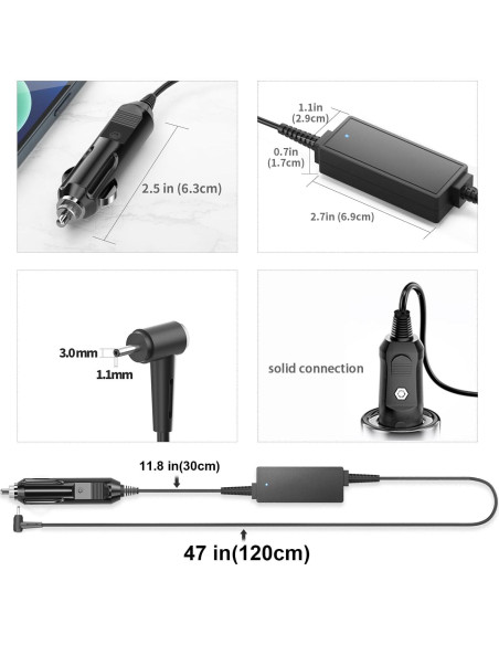 Cargador de coche 65W para portátiles Acer Aspire 1 3 5