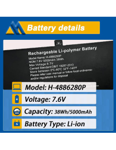 Batería de Reemplazo 5000mAh H-4886280P para Laptop Gateway 2