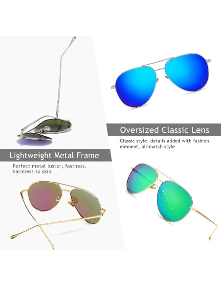 Gafas de sol aviador SUNGAIT - 2 pares polarizados ligeros