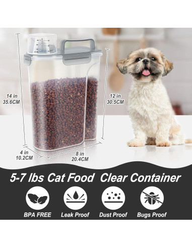 Contenedor Hermético de Alimentos para Mascotas 5L LEAWALK 2Pack