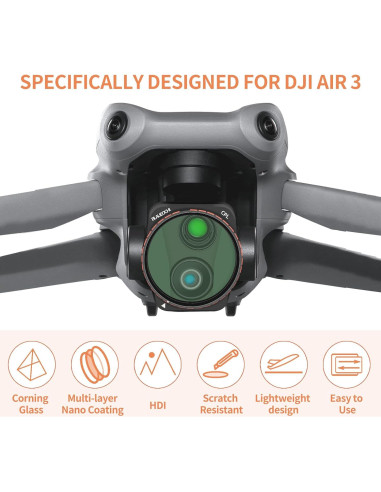 Kit de Filtros 8 Piezas para Drone DJI Air 3 - Aluminio