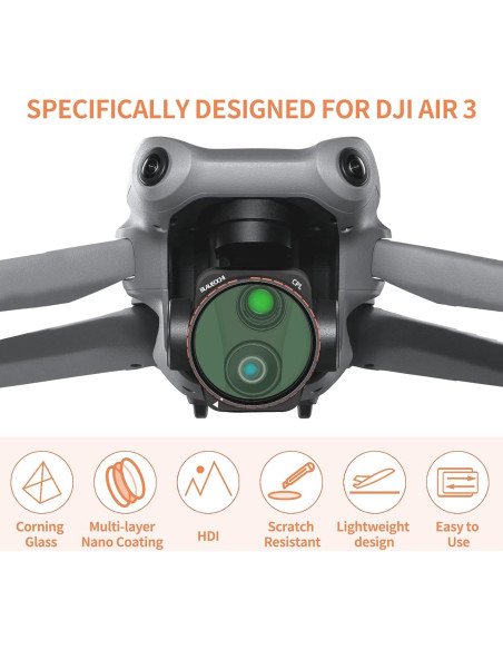 Kit de Filtros 8 Piezas para Drone DJI Air 3 - Aluminio