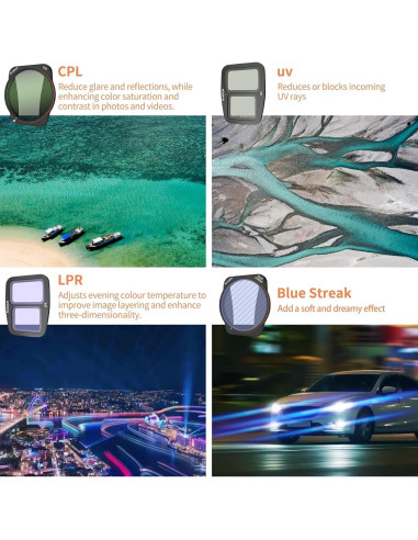 Kit de Filtros 8 Piezas para Drone DJI Air 3 - Aluminio