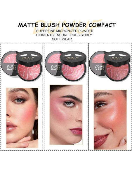 Rubor Marmoleado Horneado FeiCuiYun 2-en-1 Crema Rosa