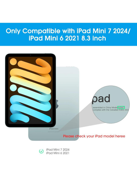 Protector de Pantalla OMOTON para iPad Mini 6/7 8.3" Vidrio Templado