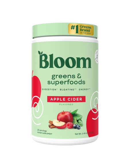 Polvo de Superalimentos Bloom Nutrition Greens 25 Porciones Sidra de Manzana