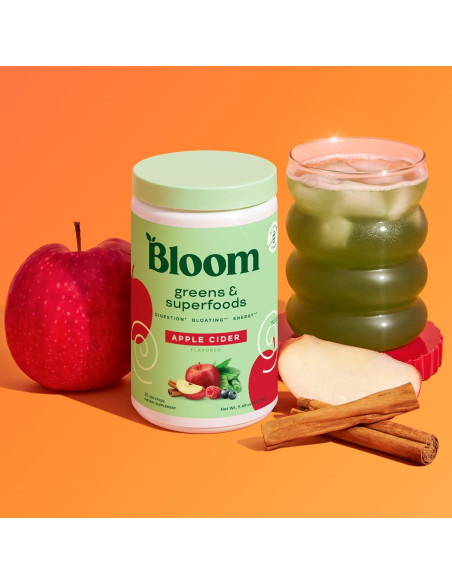Polvo de Superalimentos Bloom Nutrition Greens 25 Porciones Sidra de Manzana