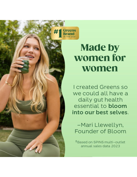 Polvo de Superalimentos Bloom Nutrition Greens 25 Porciones Sidra de Manzana