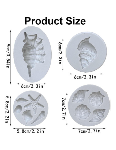 Molde de Silicona AFINSEA para Pasteles Marinos 4 Piezas