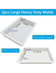 2 Moldes de Resina Epóxica ModWgGuo Rectangulares 40x25x7.6 cm 2