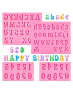 4 Moldes de Silicona Rosa CLUEWR para Letras y Números 0-9