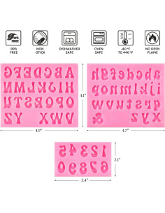 4 Moldes de Silicona Rosa CLUEWR para Letras y Números 0-9 2