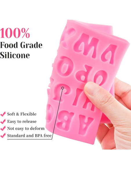 4 Moldes de Silicona Rosa CLUEWR para Letras y Números 0-9
