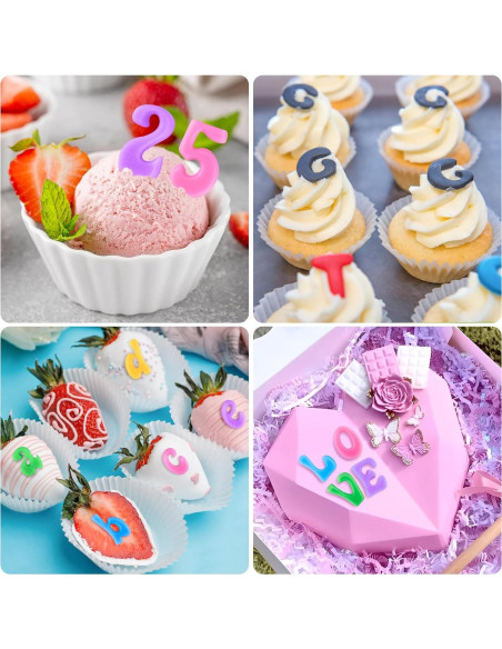 4 Moldes de Silicona Rosa CLUEWR para Letras y Números 0-9