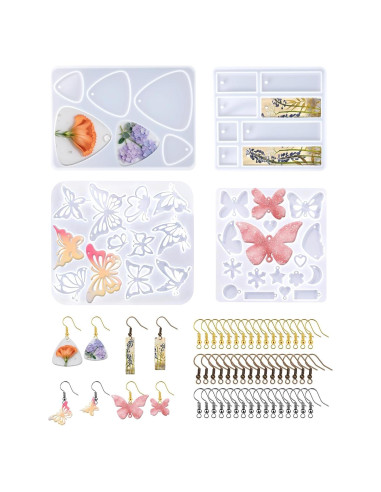 Kit de Moldes de Aretes de Resina Quuztao 54 Pcs Silicona