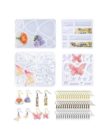 Kit de Moldes de Aretes de Resina Quuztao 54 Pcs Silicona
